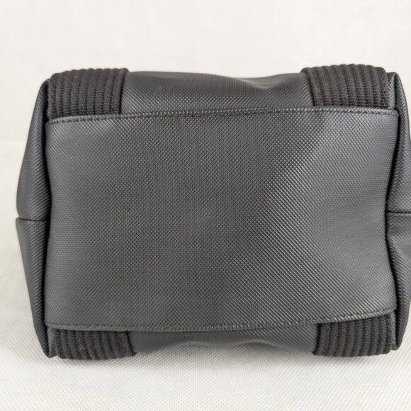 Lacoste Mini Tote Bag Black Canvas Striped Handles Zip Closure - Picture 13 of 16